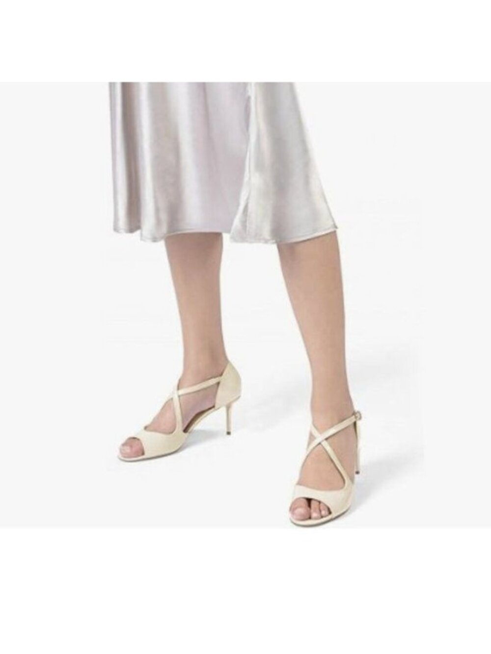YDN Women Sexy Thin High Heeled Sandals Open Toe Cross Strap Pump Buckle Nude